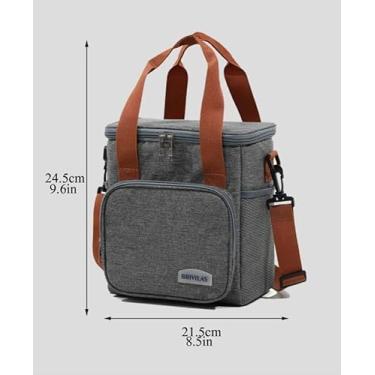 Imagem de Bolsa Térmica Com Alça Transversal 2 Compartimentos Marmita Lancheira Trabalho Passeio Academia - Cinza