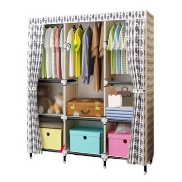Imagem de Guarda-roupa Armário de guarda-roupa em pé para casa autônomo rack de roupas tecido armário de armazenamento para pendurar roupas economia de espaço armário