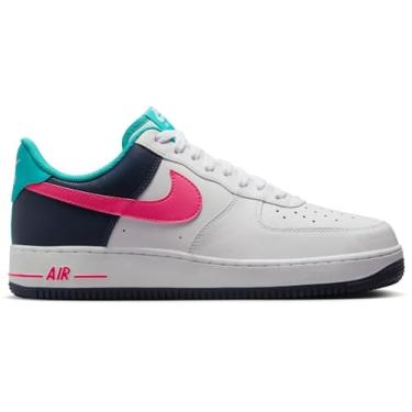 Imagem de Nike Tênis masculino Air Force 1 '07 (HF4849-100, branco/azul trovão/cacto empoeirado/rosa corredor), Branco/azul trovão/cacto empoeirado/rosa, 46