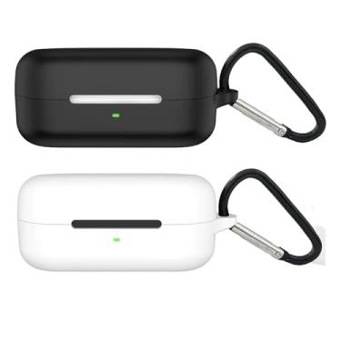 Imagem de Capa para fone de ouvido intra-auricular Sony WF C510 verdadeiramente sem fio, 2 peças, capa protetora de silicone portátil resistente a arranhões com mosquetão para fone de ouvido WF-C510 (preto +