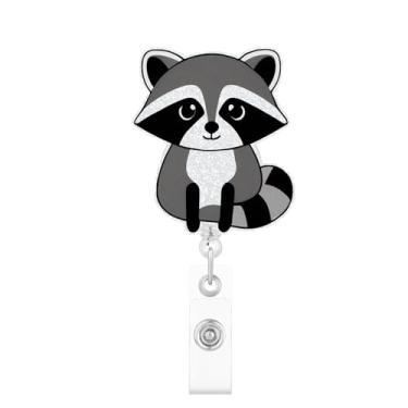 Imagem de Carretel de crachá de guaxinim com clipe jacaré para funcionários de escritório, equipes médicas, enfermeiras, médicos, professores, estudantes