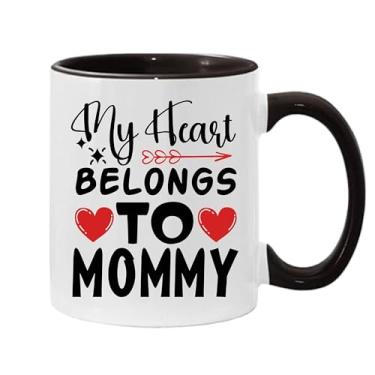 Imagem de SpreadPassion Caneca de café My Heart Belongs To Mommy, presente para namorado e namorada, ideia de presente de dia dos namorados, presente para marido e esposa, ideia de presente de aniversário do