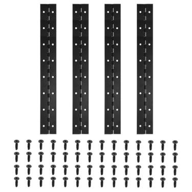 Imagem de PATIKIL Dobradiça de piano de 40,6 x 5 cm, pacote com 4 dobradiças contínuas de aço inoxidável 304 com furos para porta de portão de piano, caixa de armazenamento de madeira, barco, armário, preto