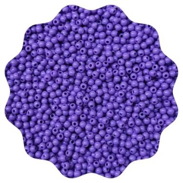 Imagem de 100g Miçanga Pérola 4mm Abs ou Leitosa Aprox 3800un Missanga Artesanato (Leitosa - Roxo)
