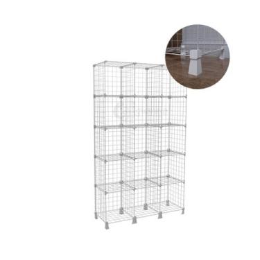 Imagem de Estante Prateleira de Aço Aramado 15 Nichos para Roupas Livros Branco 