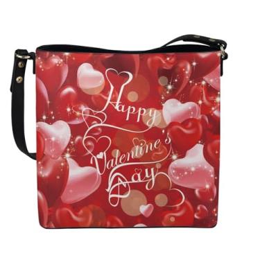 Imagem de HUGS IDEA Bolsas femininas Hobo de grande capacidade Bolsa de couro com alça superior, Balão vermelho do amor, Large