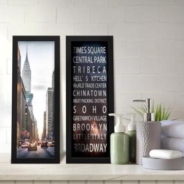 Imagem de Kit 2 Quadros Decorativos Lavabo Cidade Times Square Broadway Big Ben 