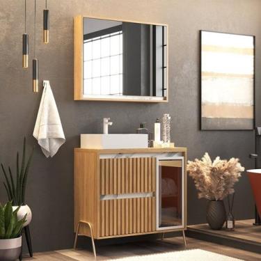 Imagem de Gabinete de Banheiro 80cm com Cuba e Armário Ref 821 - Cewal