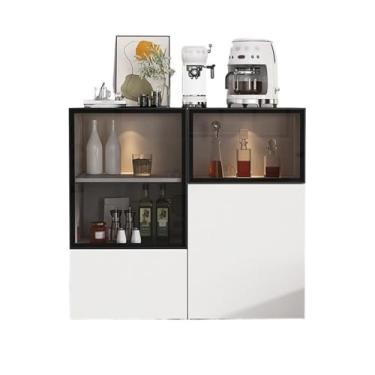 Imagem de Armário lateral de madeira maciça armário de jantar moderno simples cozinha armário de vinho sala de estar contra a parede armário de armazenamento sofá armário lateral ao lado do armário vertical de