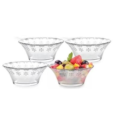 Imagem de Jogo de Sobremesa 4 Taças Mini Bowl Vidro Transparente Cotton 100ml Em