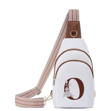 Imagem de Bolsa transversal feminina inicial com alça de ombro pochete lateral transversal para viagem pequena bolsa de couro para mãe, filha, mãe, irmã, namorada, melhor amiga, Natal, Natal, presente de