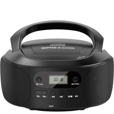 Imagem de Greadio Leitor de CD Boombox com entrada AUX, leitor portátil com bom som, compatível com CD/C D-R/C D-RW, programável, operado por bateria/tipo C, boombox digital portátil para crianças, idosos