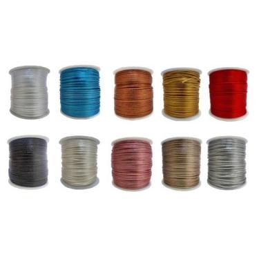 Imagem de Kit 10 Cores Fio Cordão Cetim Seda Rabo De Rato 1mm - 100m - ArtePunto