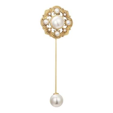 Imagem de SHE'S FREE STYLE JUST FOR YOU [Sonho de Versailles] Broches e broches de flores de coroa vintage para mulheres, broches de pérolas, alfinetes de segurança de processo de revestimento de metal,