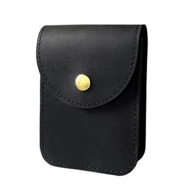 Imagem de Estojo de cartas de baralho, estojo de cartão de baralho único de couro - bolsa de cintura múltipla para cartas de pôquer e tamanho de ponte - preta