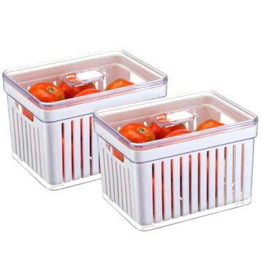 Imagem de Organizador de Geladeira Armario Cozinha Acrilico Para Frutas Legumes e Vegetais (Kit 2, Cesta)