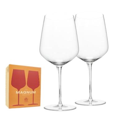 Imagem de Big Wine Glasses | Conjunto de 2 copos de vinho I Giant extragrande garrafa cheia I Taça de vinho grande tinto e branco com haste I Ultra Premium, cristal soprado à mão | Magnum 1,105 g