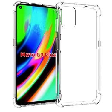 Imagem de USTIYA Capa para Motorola MOTO G9+ G9 Plus Case Uso Resistente, Bumper Absorção Choques em TPU Transparente capinha Protector Câmera Espessamento nas Quatro Pontas da Carcasa
