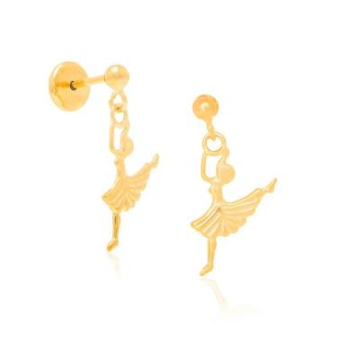 Imagem de Brinco infantil folheado a ouro 18k bailarina/524097 - Rommanel
