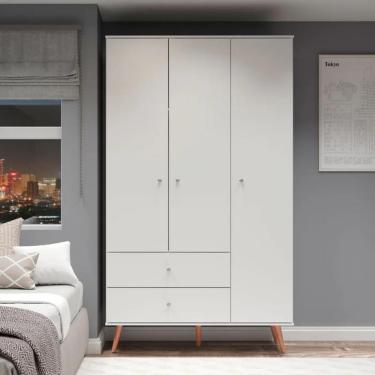 Imagem de Roupeiro Solteiro 3 Portas Retro 9023 Branco - Soluzione Móveis