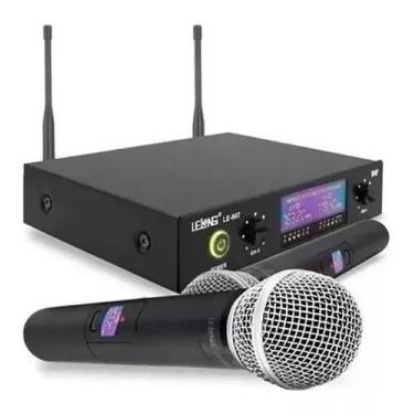 Imagem de Par De Microfone Sem Fio Uhf Duplo Multi Frequências - LELONG