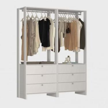 Imagem de Closet Modulado 2 Peças 2 Cabideiros e 6 Gavetas Yes
