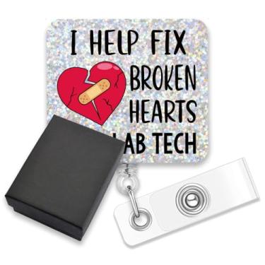 Imagem de AGMDESIGN I Help Fix Broken He Cath Lab Tech Engraçado Carretel de crachá retrátil Clipe jacaré, presentes de crachá de enfermeira de laboratório de cateterismo, presentes de cardiologia para equipe