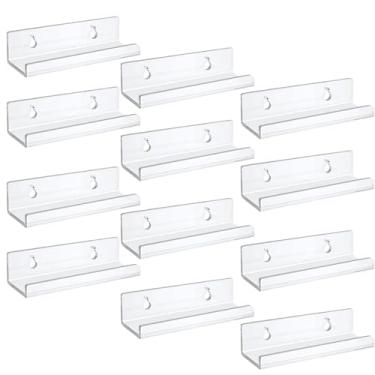 Imagem de Suporte de parede transparente para disco de vinil, pacote com 12, prateleira de armazenamento de discos de vinil de 10 cm, prateleira de exibição de álbuns de vinil LP Records, prateleiras de parede