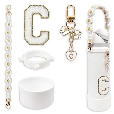 Imagem de Conjunto de monograma fofo de bota de silicone compatível com garrafa de água Owala 947 ml - Acessórios perfeitos para Owala Tumbler, Owala Free Sip, Pink Owala, Black Owala, copo de café owala