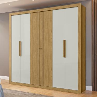 Imagem de Guarda Roupa Casal Frisado 6 Portas Montecarlo Visão Móveis - Marrocos/Off White