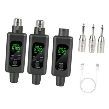 Imagem de YIJU Kit de de microfones sem fio Kit de 2,4 GHz Transmissor de microfone e kit de receptor Profissional Adaptador de microfone XLR Conjunto para, Preto, 1 Por 2
