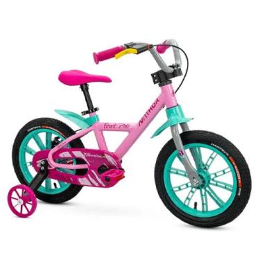 Imagem de Bicicleta Aro 14 First Pro Feminina Nathor 4 Anos C/Rodinhas, Rosa, Ve