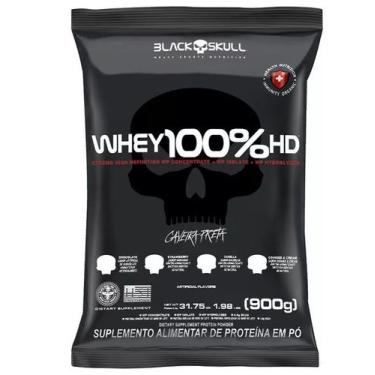 Imagem de Whey protein refil whey 100% hd morango 900g - black skull, Morango, 9