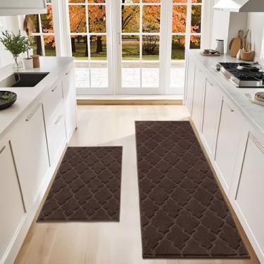 Imagem de COSY HOMEER Tapetes de cozinha macios [2 peças] para tapetes e tapetes de cozinha superabsorventes na frente da pia 61 x 89 cm / 60 x 152 cm, tapete de cozinha antiderrapante, lavável, poliéster,