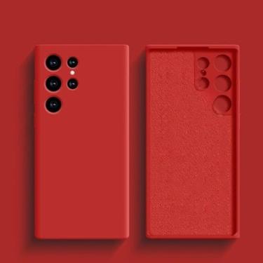 Imagem de Capa de silicone líquido à prova de choque para Samsung Galaxy S24 S23 S22 S21 S25 Ultra A55 A54 A34 A52 5G Acessórios Capa traseira macia e fofa, vermelha, para S23Ultra