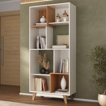 Imagem de Estante para Livros 8 Nichos Yescasa Branco/Nogal