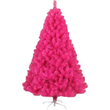 Imagem de Árvore de Natal Artificial de 5 pés vermelhos com dicas de brâmane espessoso, árvore de Natal grande e externa com suporte de metal, decoração colorida do Festival de Pinheiros de Natal, Ros