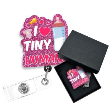 Imagem de Cusrtyh I Love Tiny Humans Enfermeira Engraçada Enfermeira Retrátil Carretel com Clipe Jacaré, para Presentes Médicos de Enfermagem, para Trabalho e Entrega NICU Enfermeira Obstetra RN LPN CNA Médico