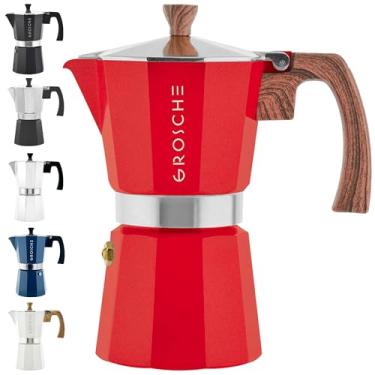 Imagem de GROSCHE Milano Moka Pot, Máquina de Espresso de Fogão, Café Greca, Vermelho, 9 xícaras
