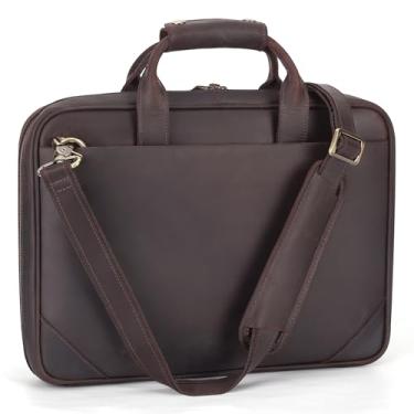 Imagem de Masa Kawa Pasta masculina fina de couro para laptop de 35,5 cm, bolsa tiracolo tiracolo para computador, vintage, negócios, trabalho, advogado, anexo, capa