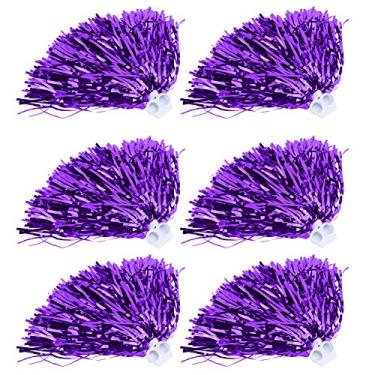 Imagem de Conjunto de Pom Pom de Torcida - 6pcs Cheer Sports Party Dance Acessórios, Pompoms Dourados para Esquadrões Torcida Juvenil e Eventos Especiais (Roxo)