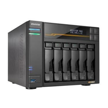 Imagem de Asustor Lockerstor 6 Gen3 AS6806T 6 Bay NAS, AMD Ryzen Quad-Core 2,3 GHz, 16GB RAM ECC DDR5, 4 slots M.2 NVMe, porta dupla 5GbE e dupla 10GbE, USB4 Tipo-C, armazenamento conectado à rede (sem disco)