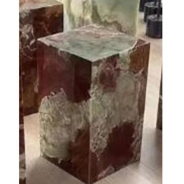 Imagem de Mesa de canto em cubo feita à mão de mármore natural para sala de estar, quarto, banheiro para uso interno e externo E-30 * 30 * 50cm