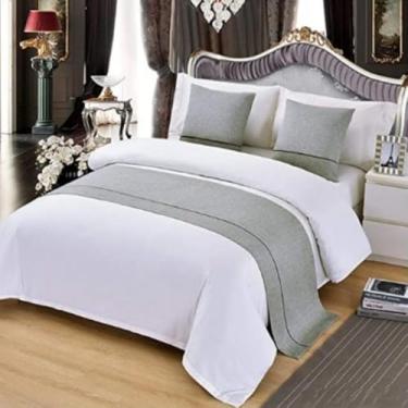 Imagem de Camas de cama e cachecóis hotel moderno toalha de cama cor sólida ponta de cama faixa decorativa macia proteção de cama minimalista colcha para cama de solteiro queen king size - cinza