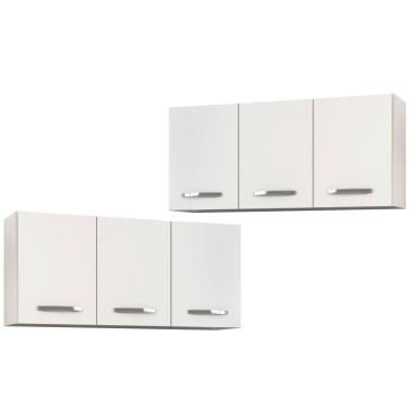 Imagem de Kit 2 Armários Aéreos De Cozinha Honduras 120cm 3 Portas - Lumil Móveis Branco-castanho
