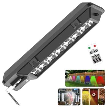 Imagem de Lxnuinxl Poste de bandeira solar, luzes de sinalização solar ao ar livre com controle remoto colorido à prova d'água, luzes de sinalização de endereço solar para locação de agentes imobiliários em