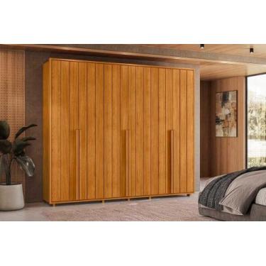 Imagem de Roupeiro Volpi 100% MDF ripado 6 portas e 6 gavetas - Cinamomo - Madet