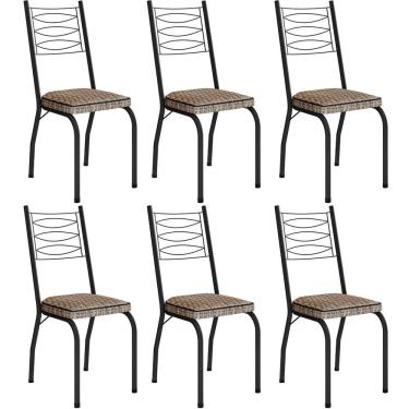 Imagem de Kit 6 Cadeiras Aço Carbono Tubular Metálica Acabamento D-25 Luana