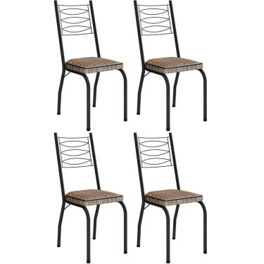 Imagem de Kit 4 Cadeiras Aço Carbono Tubular Metálica Acabamento D-25 Luana