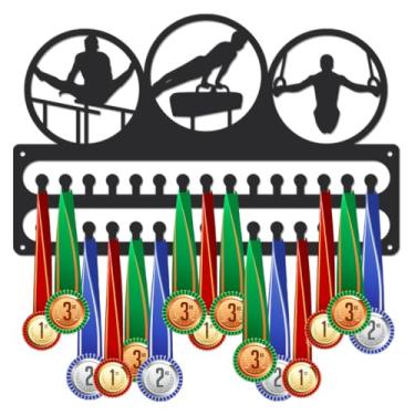 Imagem de SUPERDANT Anéis de academia, suporte de medalha, exibição de medalha, suporte de medalha, medalhas, 30 ganchos, cintos de metal preto fosco, expositor, organizador de fita de corrida, cabide de prêmio